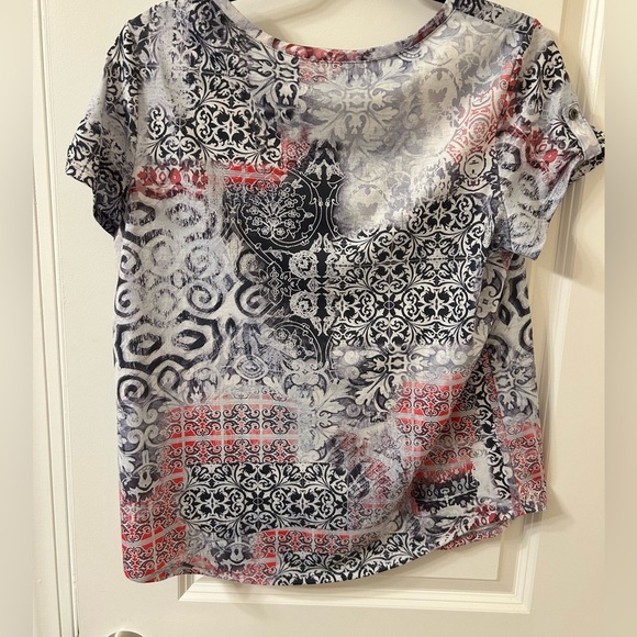 Chico's Black and Red Graphic Short Sleeve T-Shirt - Picture 3 of 5